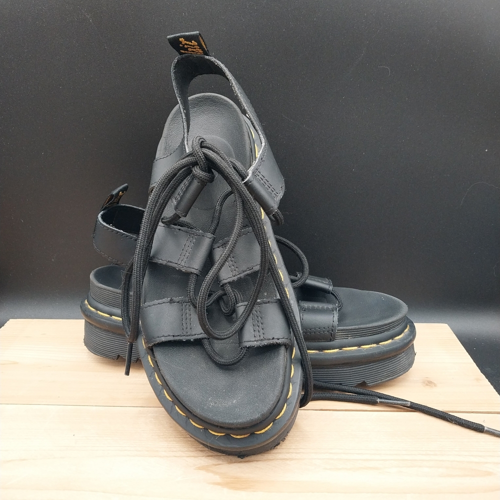 Dr Martens SoftWair Black Leather Strap Sandals Comfort AirWair W size 5/5.5